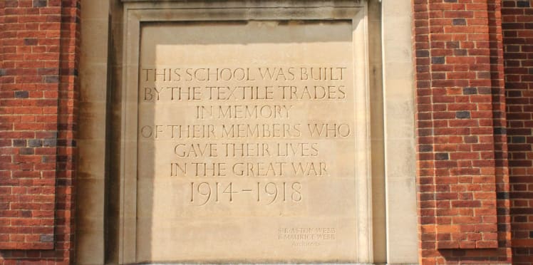 Picture of a plaque at The Royal Russell School.