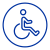 Cartoon drawing of a wheelchair.