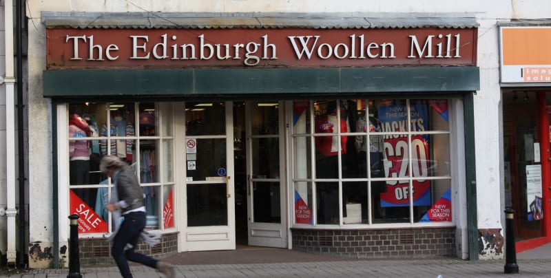 The Edinburgh Woolen Mill shop.