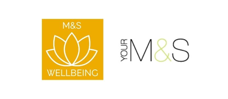 A white lotus flower logo is set against an orange background. Next to it is the M&S logo which is green and grey text. er is 